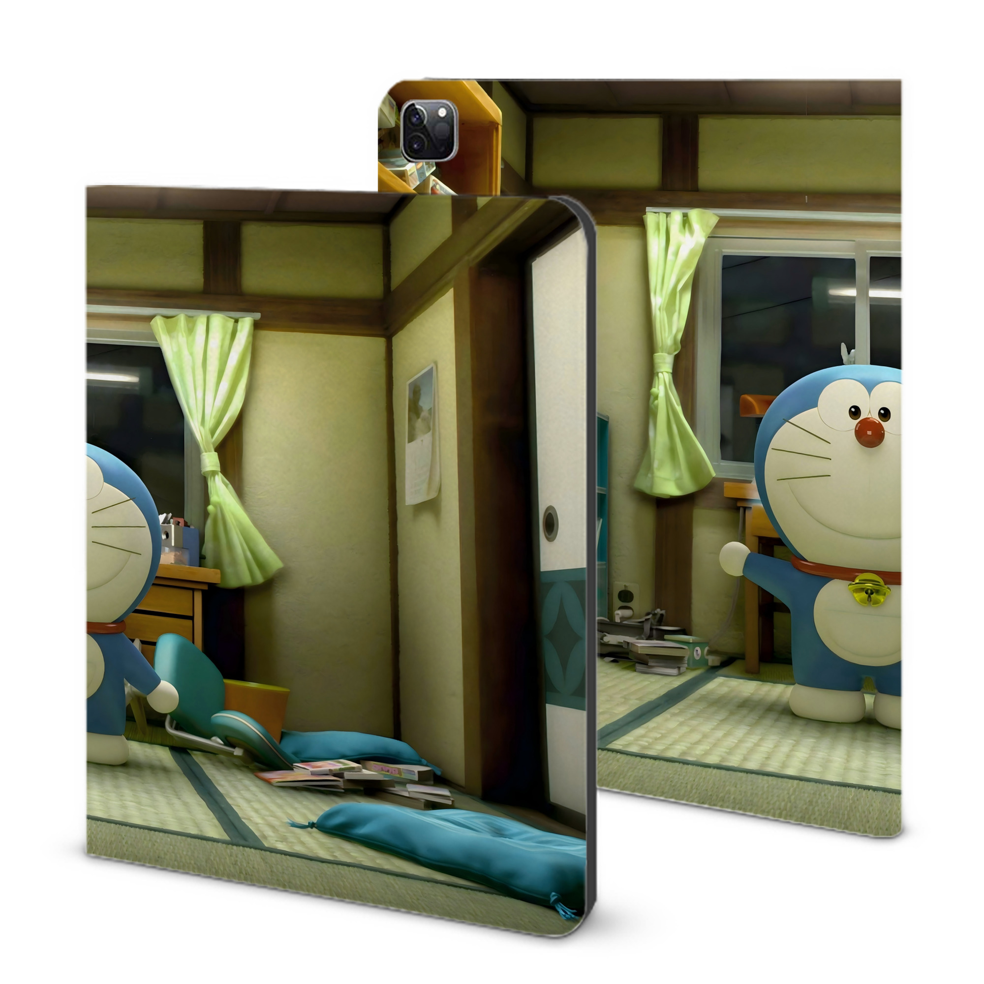 （画像用） ドラえもん Doraemon IPad ケース ブック型 PUレザー TPU 耐衝撃 軽量 薄型 ペン収納なし 全面保護 IPad 各モデル対応